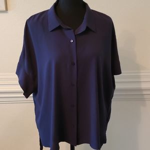 Navy blue short sleeve blouse top